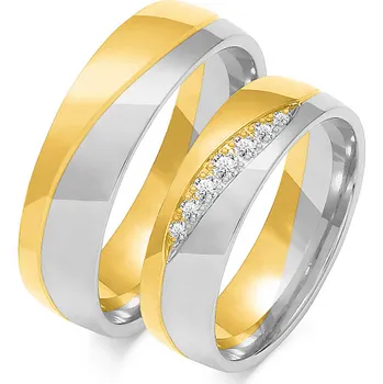 Prsten SOFIA zlatý dámský snubní prsten ZSOE-216WYG+WG-CZ