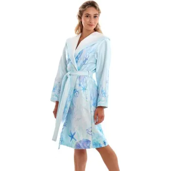 Dámský župan Dámský župan s kapucí ANJU 3051 0002 Světle modrý moře - Vestis sv.modrá-vzor S