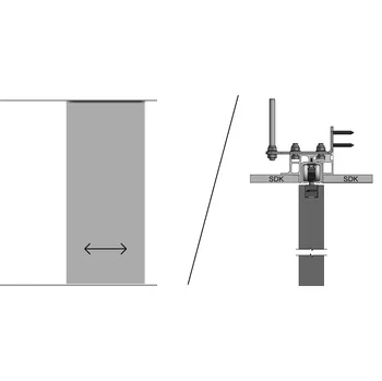 JAP Jednokolejnicový posuv do stropu skrytý PREMIUM - podhled z obou stran - ELOX šířka průchodu/ délka kolejnice: 100/ 210 cm, typ kotvení: do zdi + závitové tyče