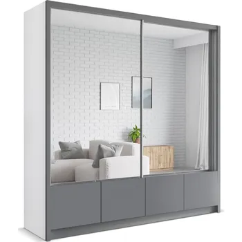 Šatní skříň ARK Šatní skříň LINDA, Bílá/Šedá 200 cm