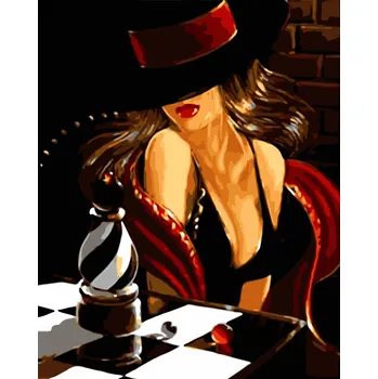 Gaira® Malování podle čísel Dáma s šachovnicí M1023YL