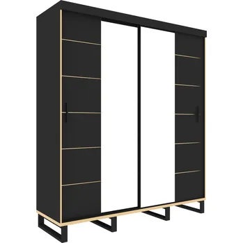 Šatní skříň ARK Šatní skříň GOD, Černá/Zlatá 200 cm