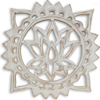 Dekorace na zeď Lotosový květ - bílá patina