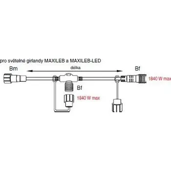 Vánoční dekorace CITY SR-032279 Rozbočovací kabel B/"T" 0,5 m - černý