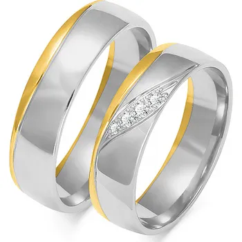 Prsten SOFIA zlatý dámský snubní prsten ZSOE-207WYG+WG-CZ