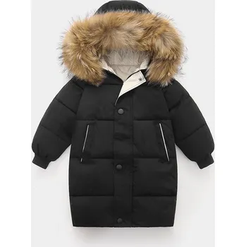 Dívčí bunda Dětská zimní prošívaná prodloužená bunda (3-10 let) Barva: Černá, Velikost: 110/4 roky
