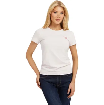 GUESS DÁMSKÉ TRIČKO T-SHIRT SS CN MINI TRIANGLE LIGHT PINK W2YI44J1314 A60W Velikost: XS