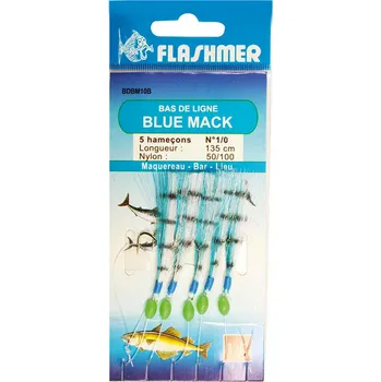 Rybářský háček CAPERLAN Montáž Blue Mac na mořský rybolov 5 háčků č. 1/0 zelená