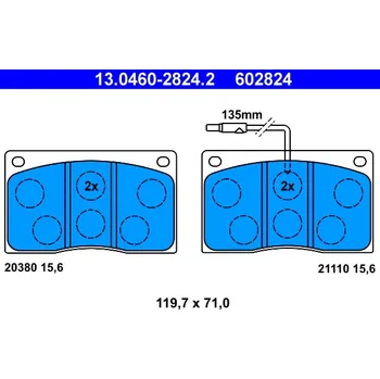 Brzdová destička Sada brzdových destiček, kotoučová brzda ATE 13.0460-2824.2
