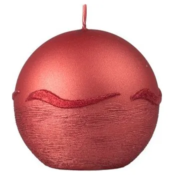 Svíčka Drápaná s vlnkou Koule 70mm vínová svíčka 130 gram