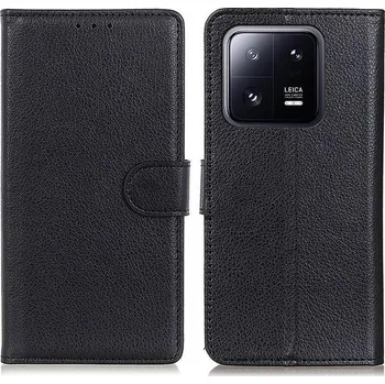 Pouzdro na mobilní telefon Litchi knížkové pouzdro na Xiaomi 13 - černé