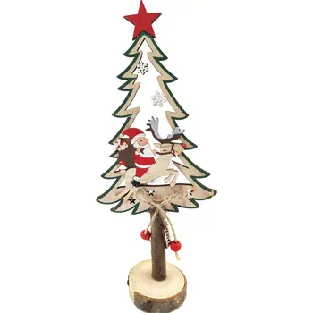 Vánoce Dřevěná dekorace, STROMEČEK SE SANTOU, 26x11 cm, 1 kus