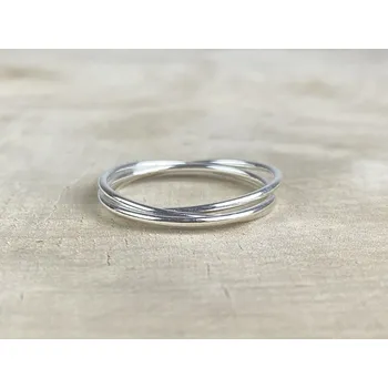 Prsten Stříbrný trojitý propojený prstýnek simple Velikost: 7/54-55 Ag 925/1000