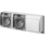 Famatel GALATEA IP44 Přepínač střídavý č.6+zásuvka 2x 2P+PE (bílá / průhledné víčko)