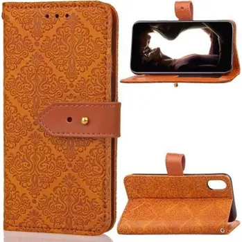 Pouzdro na mobilní telefon Lace PU kožené pouzdro se zapínáním na iPhone X - oranžové