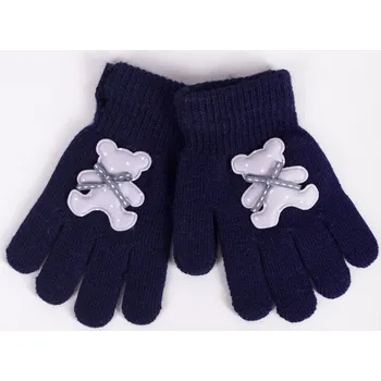 Rukavice Rukavice prstové YO RED0235G tm. modré s medvídkem velikost rukavic: 16 cm