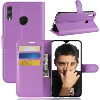 Pouzdro na mobilní telefon Litchi PU kožené flipové pouzdro pro Honor 8X - fialové