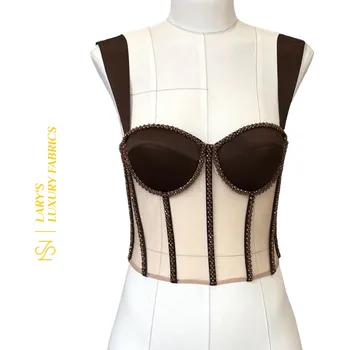 Korzetový top - hnědý Velikost: XS