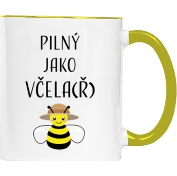 Hrnek malý barevný s potiskem Pilný jako včela(ř)