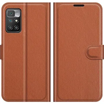 Pouzdro na mobilní telefon Litchi PU kožené peněženkové pouzdro na mobil Xiaomi Redmi 10/Redmi 10 (2022) - hnědé