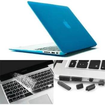 Enky set matný plastový obal, chránič klávesnice a protip rachová zástrčka na MacBook Air 13.3 - světlemodrý