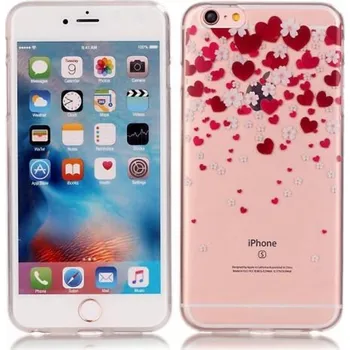 Pouzdro na mobilní telefon Transparentní slim gelový obal na iPhone 6 a iPhone 6s - srdíčka