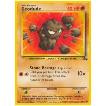 Karetní hra Pokémon FO 47/62 Geodude - Fossil Stav: Excellent
