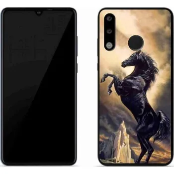 Pouzdro na mobilní telefon Gelový kryt mmCase na mobil Huawei P30 Lite - černý kreslený kůň