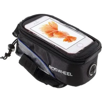 brašna na kolo Prostorná brašnička na kolo na mobil do rozměru 124 x 59 x 7,6 mm - modrý lem