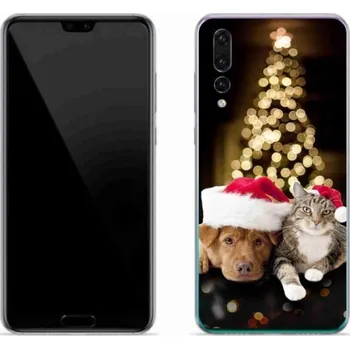 Pouzdro na mobilní telefon Gelový kryt mmCase na mobil Huawei P20 Pro - vánoční pes a kočka