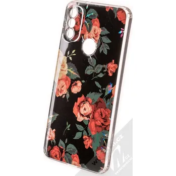 Pouzdro na mobilní telefon 1Mcz Trendy Červené pryskyřníky za tmy Skinny TPU ochranný kryt pro Motorola Moto E20 černá červená (black red)