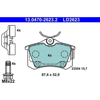 Brzdová destička Sada brzdových destiček, kotoučová brzda ATE 13.0470-2623.2