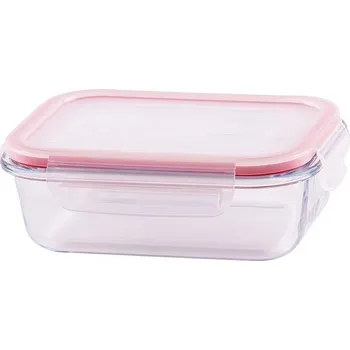Dóza na potraviny Dóza obdélníková MagicHome BSG2, 650ml, 17x13x6cm, borosilikátové sklo/PP, Clip