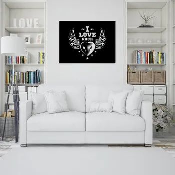 Samolepící dekorace Živá Zeď Samolepka na zeď Miluji Rock Barva: černá