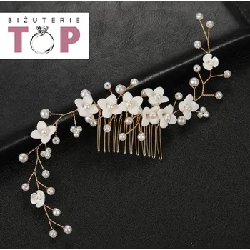 Ozdoba do vlasů B-TOP Hřeben do vlasů s kytičkami Druh barvy: Zlatá