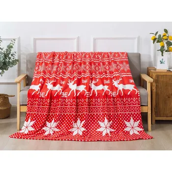 deka XPOSE® Mikroplyšová deka VÁNOCE - červená 200x220 cm, Mikroplyš + Prodloužená možnost vrácení zboží do 50 dnů