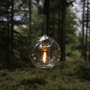 Your Design Skleněné svěšené svítidlo Space Sphere Natural Small Dřevodekor: Světlý, Sklo: Čiré, Barva objímky: Zlatá EL-S-SPAN-E27/CZS