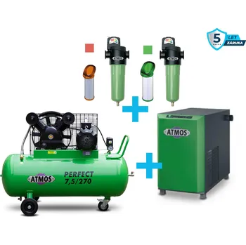 Kompresor Atmos Sestava kompresor + sušička + filtrace - SAP7,5/270 příkon 7,5 kW, výkon 920 l/min, 10 bar, vzdušník 270 l, sušička, filtrace
