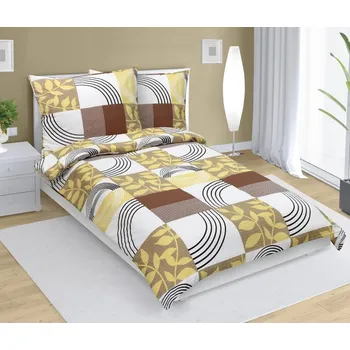 Povlečení Povlečení krepové 140x200, 70x90 cm béžové čtverce