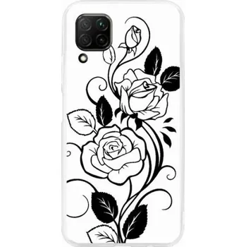 Pouzdro na mobilní telefon Gelový kryt mmCase na mobil Huawei P40 Lite - černobílá růže