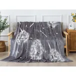 XPOSE® Mikroplyšová deka PAMPELIŠKY - šedá 140x200 cm, Mikroplyš + Prodloužená možnost vrácení zboží do 50 dnů