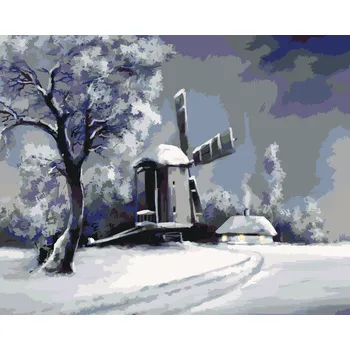 ZUTY Malování podle čísel - VENKOVSKÁ ZIMNÍ KRAJINA Rozměr: 40x50 cm, Rámování: bez rámu a bez vypnutí plátna