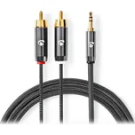 NEDIS PROFIGOLD stereo audio kabel 3,5 mm jack zástrčka - 2x RCA zástrčka bavlna šedý BOX 1m