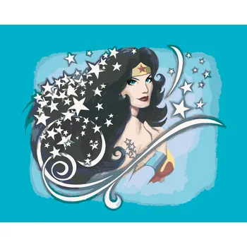 ZUTY Malování podle čísel - HVĚZDNÁ WONDER WOMAN Rozměr: 40x50 cm, Rámování: bez rámu a bez vypnutí plátna