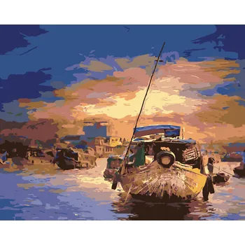 ZUTY Malování podle čísel - LODĚ VE VIETNAMU Rozměr: 40x50 cm, Rámování: vypnuté plátno na rám