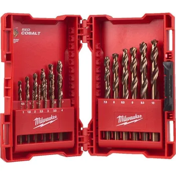 Příslušenství k vrtačce Vrtáky do kovu 1 ÷ 10 mm Milwaukee RED COBALT HSS-G, DIN 338 (Sada 19 ks)