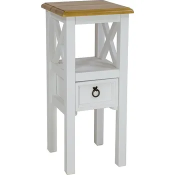 Komoda Rustikální stojan na kytku WHITE HOME MES10 květináč Barevné provedení: Bílá patina K03 - hnědý vosk K15