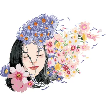 ZUTY Malování podle čísel - ZASNĚNÁ ŽENA A KVĚTINY Rozměr: 40x50 cm, Rámování: bez rámu a bez vypnutí plátna