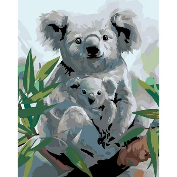 ZUTY Malování podle čísel - KOALA S MLÁDĚTEM Rozměr: 40x50 cm, Rámování: vypnuté plátno na rám