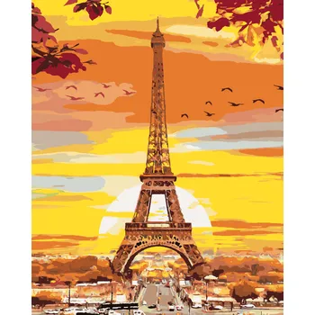 Hračka ZUTY Malování podle čísel - EIFFELOVA VĚŽ V PODZIMNÍCH BARVÁCH Rozměr: 40x50 cm, Rámování: bez rámu a bez vypnutí plátna